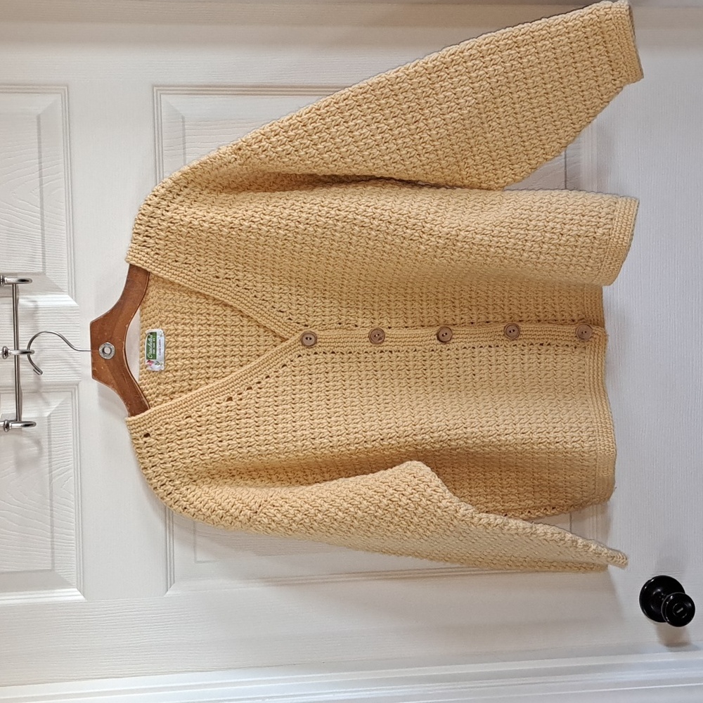 Handmade Crochet Button-Front Cardigan Oversized Chunky Sweater by Carrie Larson
